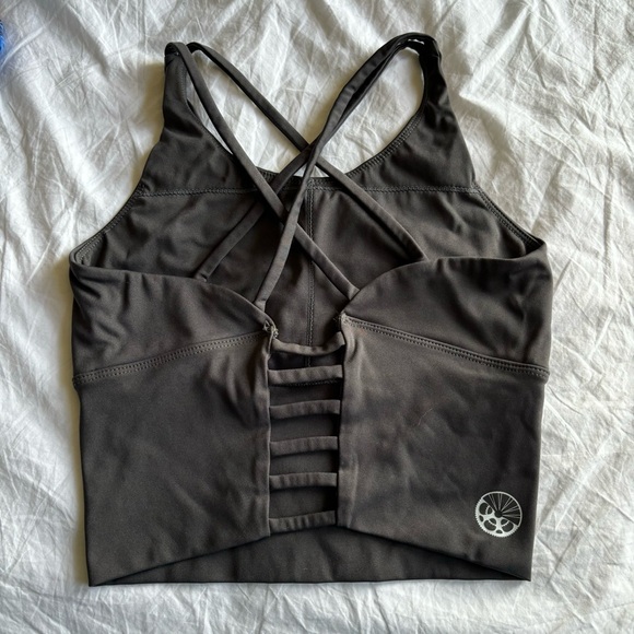 Purvelo Gray Long Line Sports Bra Cropped Top Crop Athletic Tank XS - Picture 2 of 3